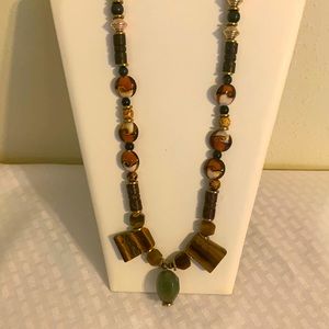 Tiger eye and agate gemstone necklace.